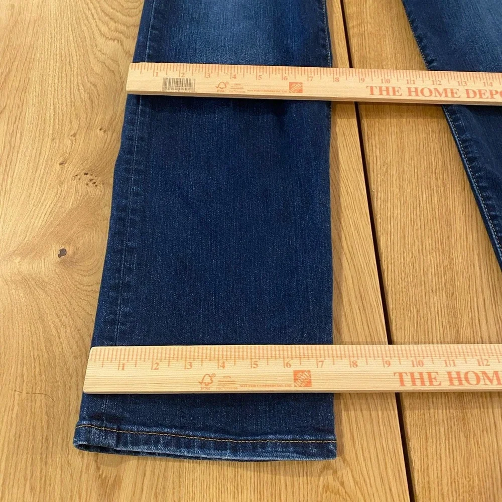 Levi's Jeans Ribcage Straight Ankle Women's 24 Dark Button Fly Stretch Raw Hem‎